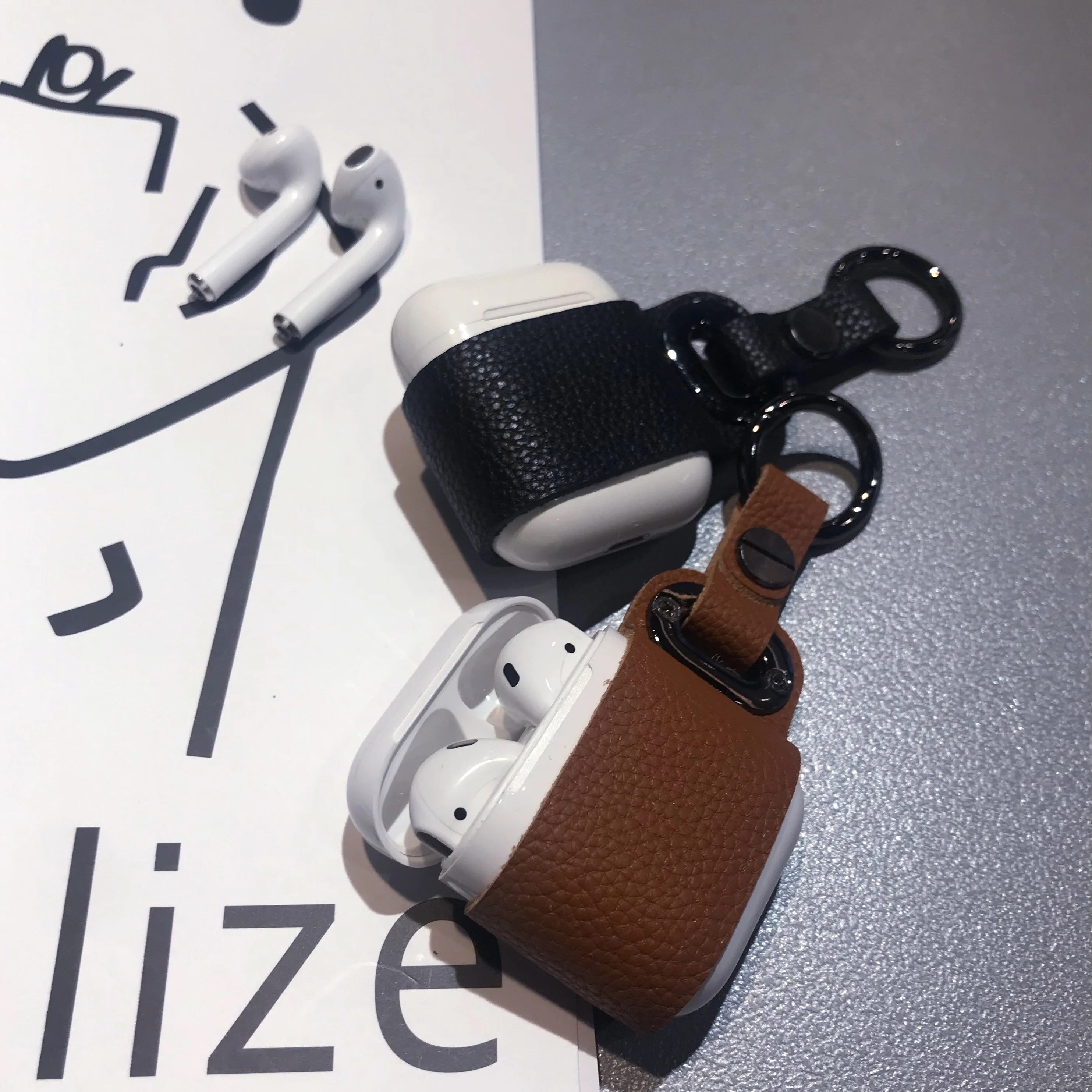 Для Airpods Bluetooth Крышка для wi-fi-модуля кожаный чехол для наушников Apple наушники Air Pods зарядная коробка милый мультфильм ремень