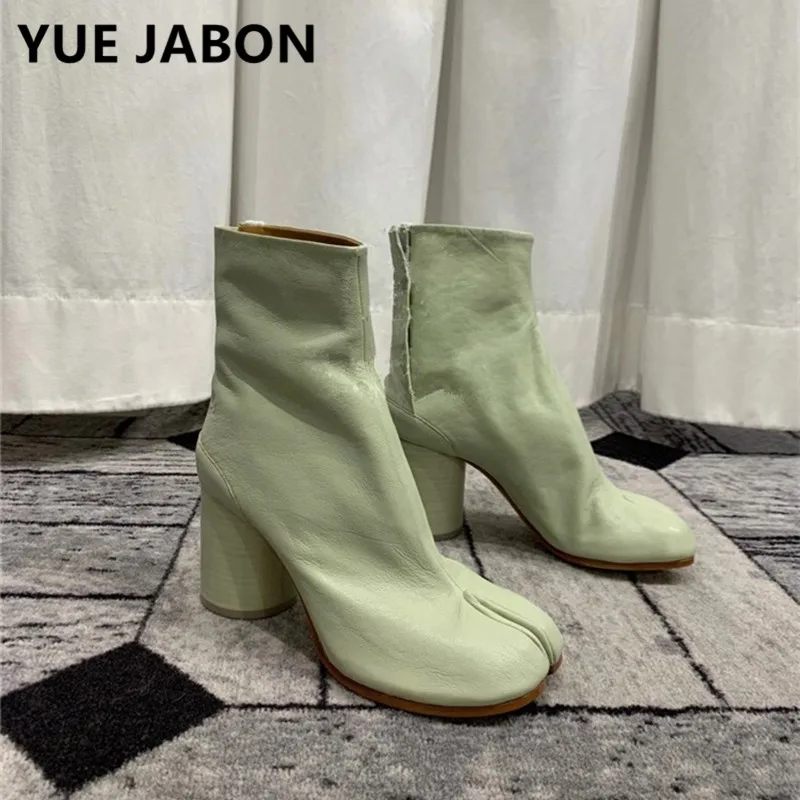 Green Ninja Tabi Boots Female Shoes Women Split Toe Ankle Boots