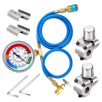 

3 Pieces Set A/C R134A Refrigerant Charging Hose R134A Charging Hose Quick Couple, 1/2 Inch Male 1/4 Inch SAE Female Can Tap Val