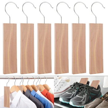 

6Pcs Natural Wooden Insect Repellent Anti-mite Cedar Wardrobe Hook Household Moth Mildew Proofing For Closet And Drawer