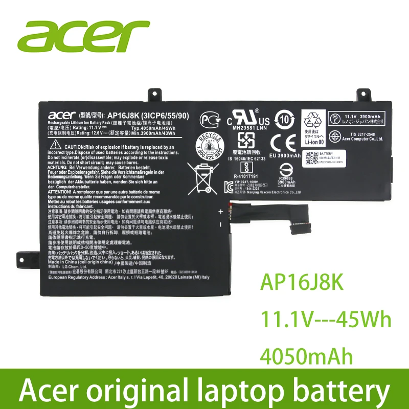 acer ноутбук Батарея AP16J8K для acer C731 3ICP6/55/90 серия планшет 11,1 V 45wh