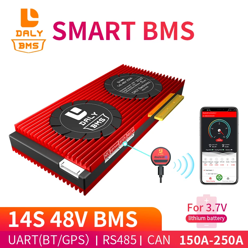Daly 18650 smart BMS 14S 48V 150A 200A 250A Bluetooth 485 для USB устройства CAN NTC UART программное обеспечение