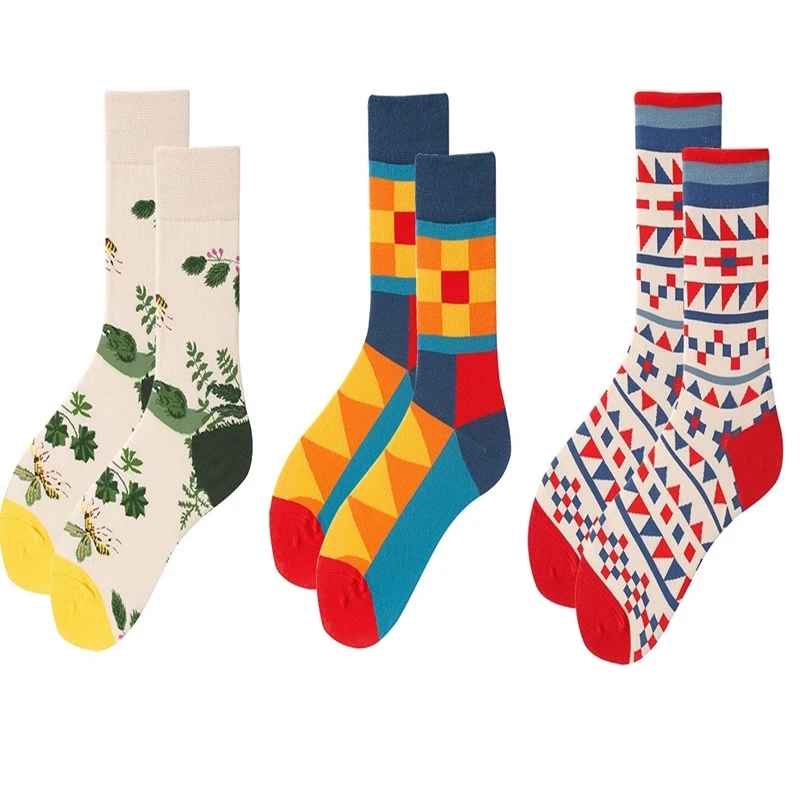 

socks Soft cotton Design personality funny socks High quality Fashion trend color printing Literary Design socks hot sale