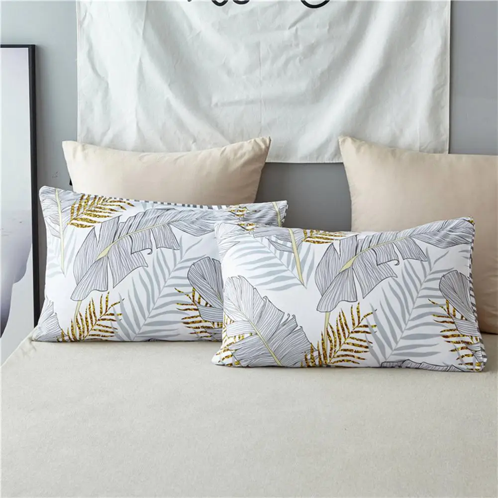 

50*70*2cm Gold Bronzing Pillow Cases Tropical Plants Pillow Case Polyester 2Pcs Simple Printing Pillow Cases for Home Supplies