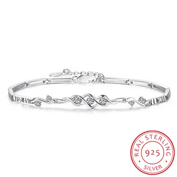 

Luxury Angel Heart Bracelet 925 Sterling Silver Fine Wedding Jewelry Purple Clear Crystal Zirconia Bracelets pulseras