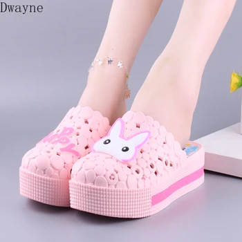 

New Baotou wedge with anti-slip sandals and slippers thick plastic hollow beach shoes
