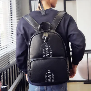 

New Men's Bag Couple Backpack Casual Simple Shoulder Bag High Quality Pu Large Capacity Back Bag Fashion Man and Women Backpack