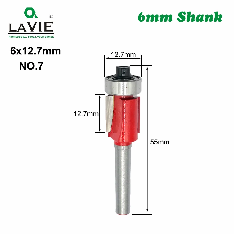 1pc 6mm Shank Router Bit Straight T Bit V Flush Trimming Cleaning Round Corner Cove Box Bits Milling Cutter for Wood MC06010
