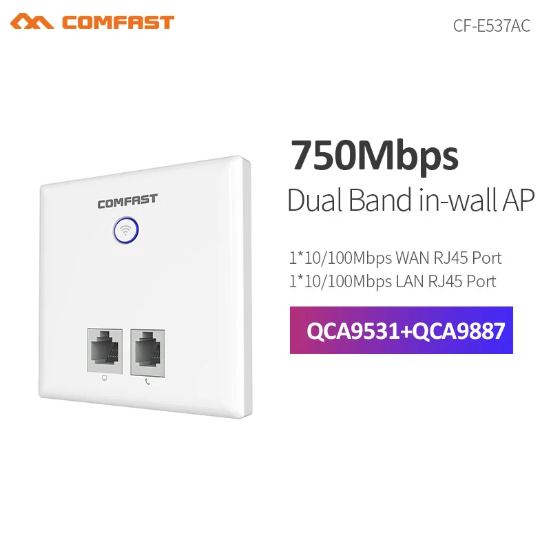 CF-E537AC 750 Мбит/с беспроводной Wi-Fi настенный встроенный AP роутер 2 4G 300 + 5G 433 антенна с