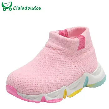 

12-15.5cm Autumn Boys Girls Knitting Mesh Sneakers Baby Toddler Sock Ankle Boots Sports Shoes 0-3Years Little Kids Casual Shoes