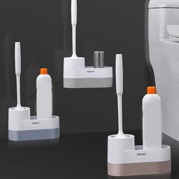 

Silicone Toilet Brush With Toilet Brush Holder Long Handle Wall Mounted Brushes For Toilet Floor Cleaning Bathroom Hardware
