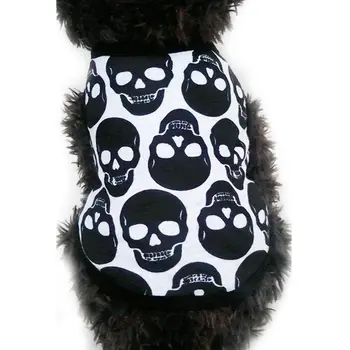 

Spring Summer Dog Vest Black Bones White Bones Devil Head Dog Cool Costume Skulls Patterns Costume Clothing Spring Vest Thin
