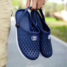 Хорошая Для мужчин Для женщин Летние босоножки из сетчатого материала дышащие мягкие Пляжные сланцы; однотонные Тапочки для ванной, на плоской подошве Apr2