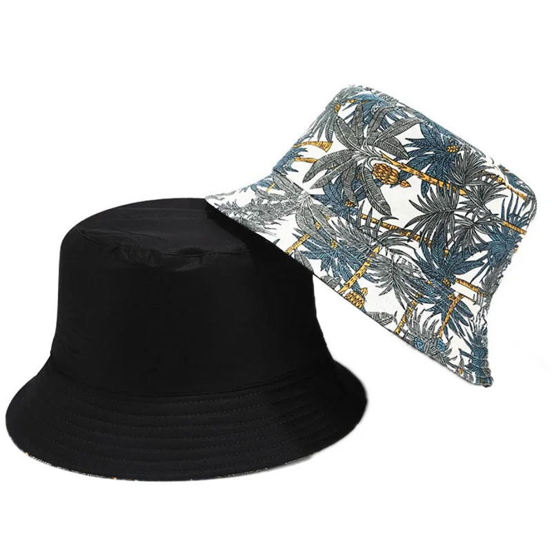 Cotton Double sided Cartoon Graffiti Bucket Hat Fisherman Hat outdoor travel hat Sun Cap Hats for Men and Women