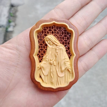 

Wood carving crafts Blessed Virgin Jesus statue God loves the world, blessing the accessories Pendant decorate (A896)