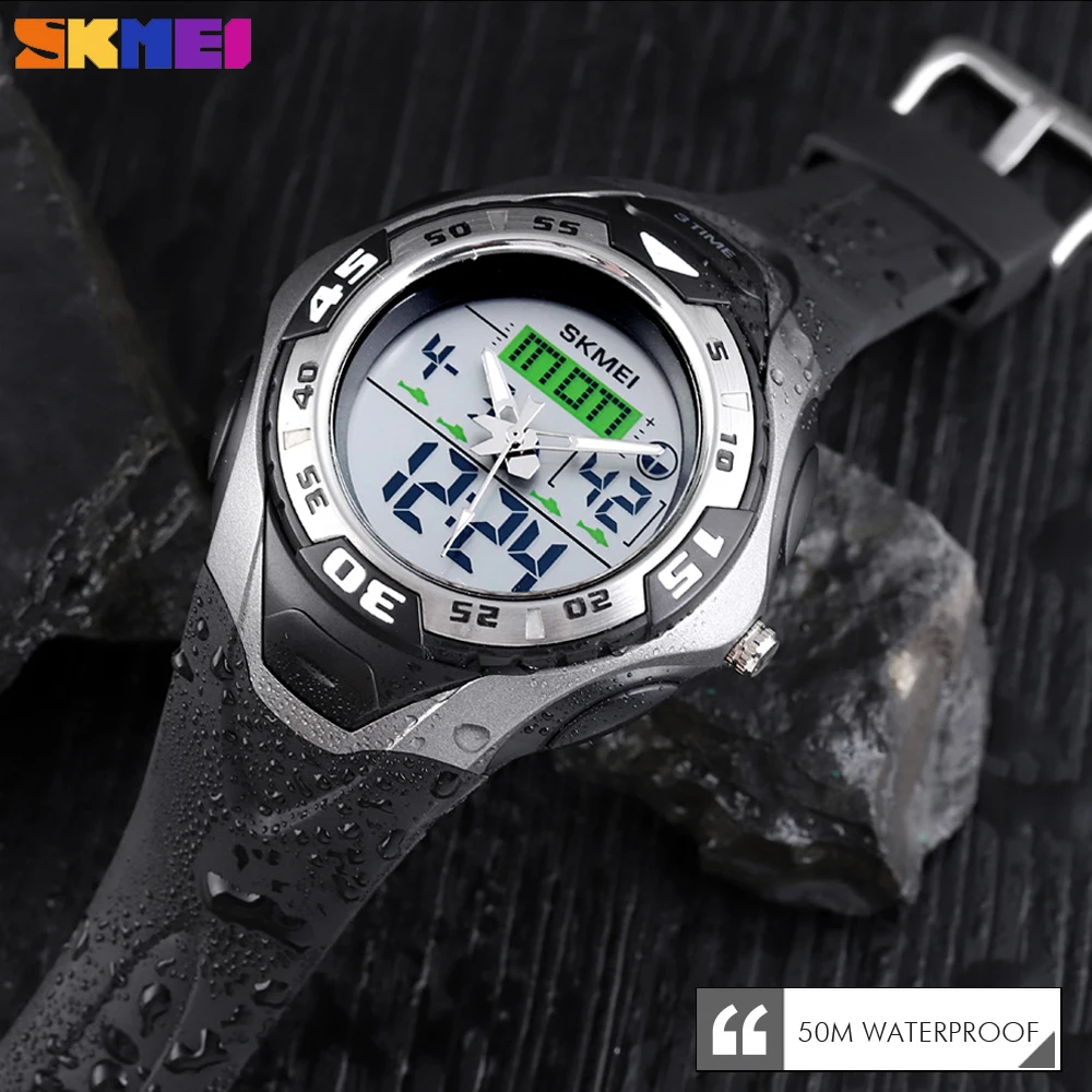 SKMEI Военные Спортивные кварцевые мужские часы на открытом воздухе 5 бар водонепроницаемые цифровые мужские часы 3 времени хронограф наручные часы Relogio Masculino