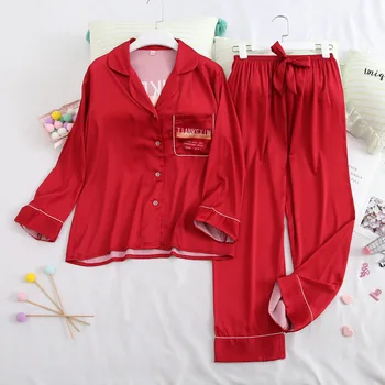 

Simple Red Pink Suit Home Service Personality Letter Printed Pajamas Women Comfortable and Breathable Two-piece Suit 2020 New