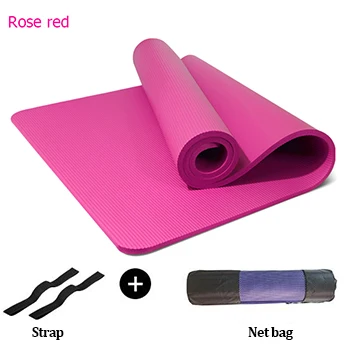 rose red NBR 1850*900*15 мм Нескользящие коврики для йоги для фитнеса с ковриком для йоги спортивные бандажи гимнастические коврики Esterilla Tapete Йога - Цвет: rose red