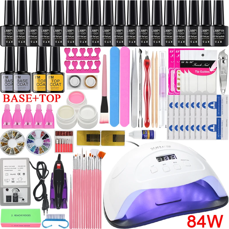 

Manicure Set For Nail Kit 84/54/48/24W UV Lamp Dryer Nail Set with Nail Drill Machine Nail Gel Polish Soak Off Manicure Tool Kit