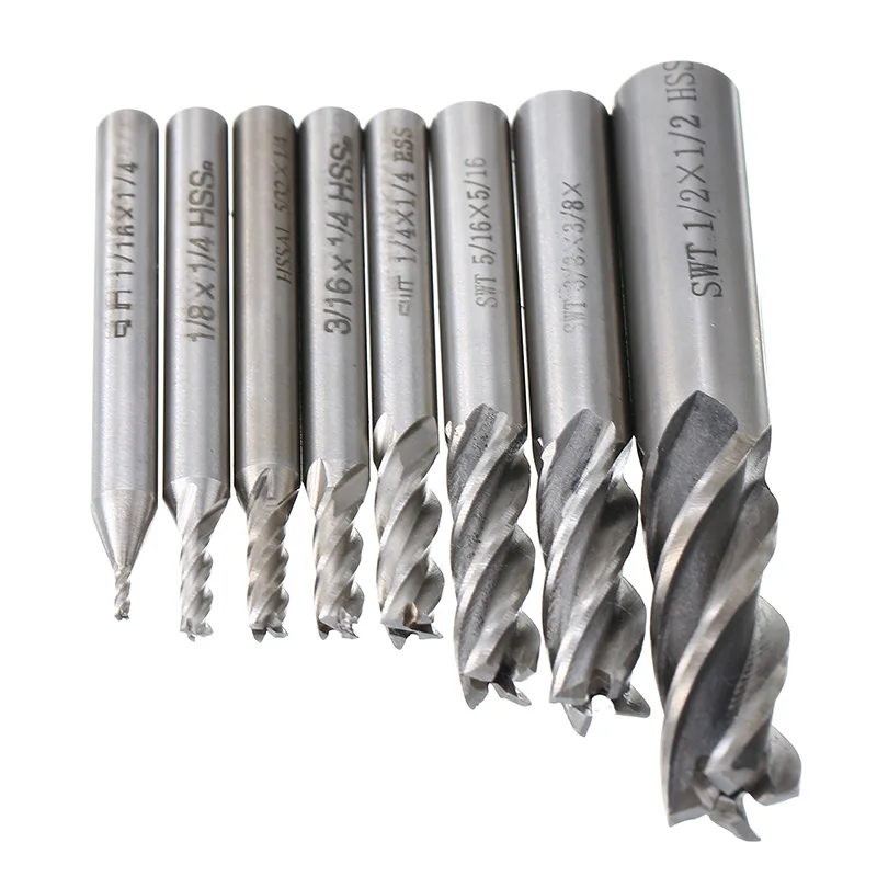 10x Tungsten Carbide 4 Flutes HSS End Milling Cutter Slot Drill Bit 1.5-10mm A7 