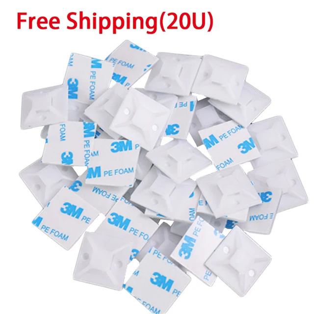 50/100 케이블 타이 베이스 마운트 3M 접착제 와이어 이동식 자체 접착 벽 홀더, 자동차 고정 시트 클램프 흡입 포지셔닝 빨판