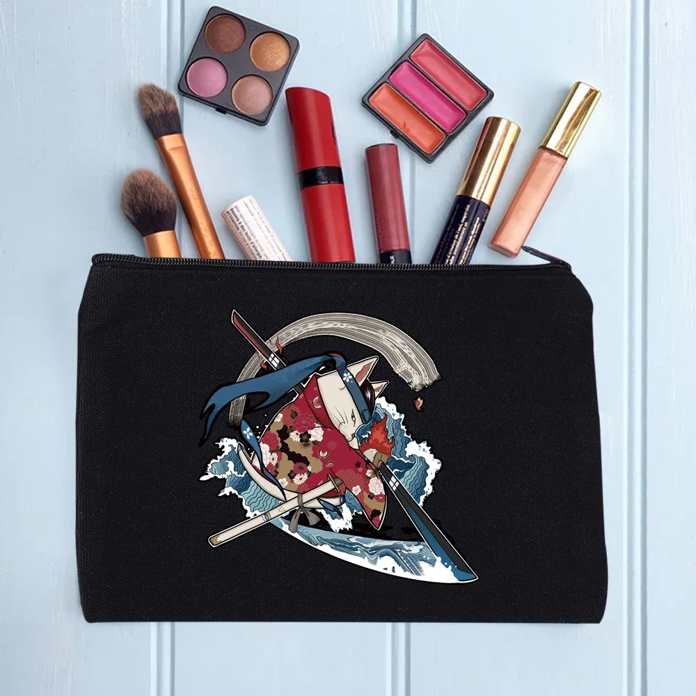 Casual Women's Cosmetic Bag Zipper Makeup Bag Female Handbags Black Pencil Cases Female Cosmetic Cases
