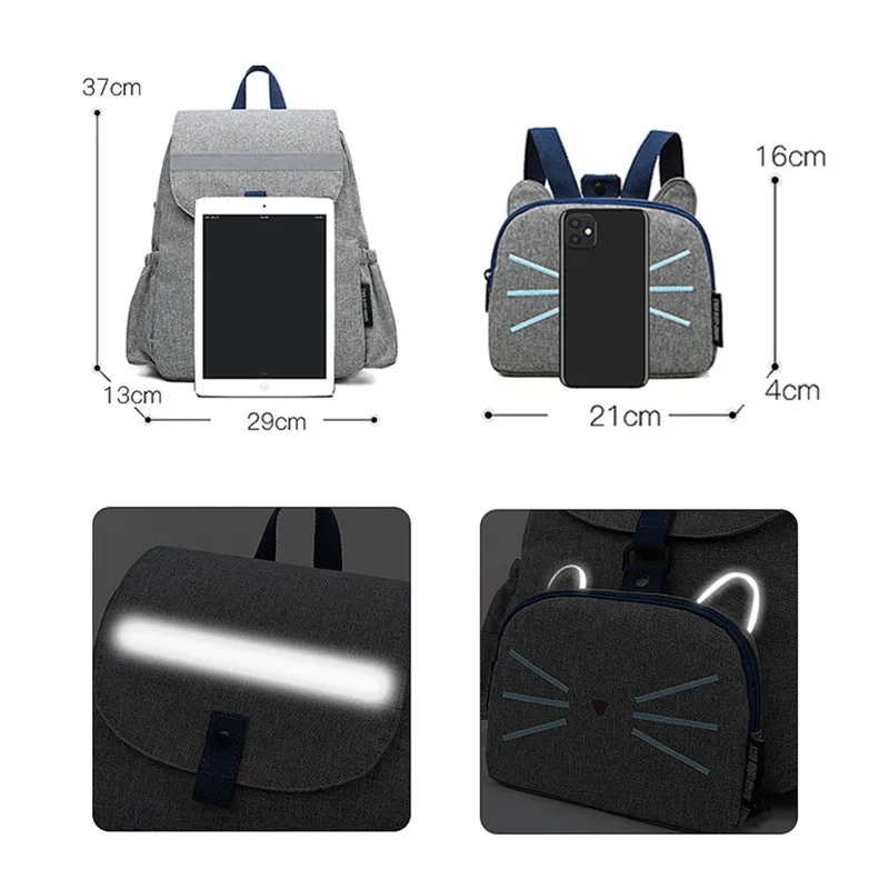 Fashion Anti-lost Baby Bag 2 in 1 Diaper Backpack Stroller Mummy Maternity Nappy Bag For Mom Pocket Change Backpack