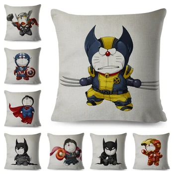 

Funny Cute Doraemon Cos Superhero Cushion Cover for Sofa Home Children Room Decor Cartoon Marvel Pillow Case Linen Pillowcase