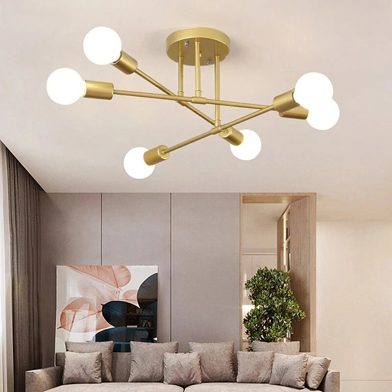 

Nordic Modern Led Ceiling Chandeliers Ligh Bedroom Kitchen Living Room Study Simple Home Decor 6 Head E27 Iron Art Ceiling Lamp