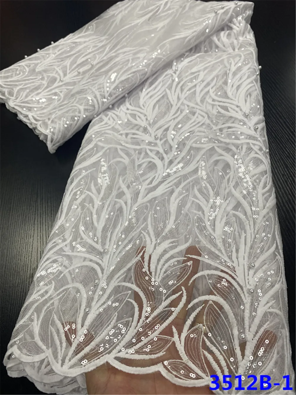 White African Sequins Lace Fabric 2021 High Quality French Sewing Nigerian Fabrics For Dress YA3512B-1 | Аксессуары для одежды