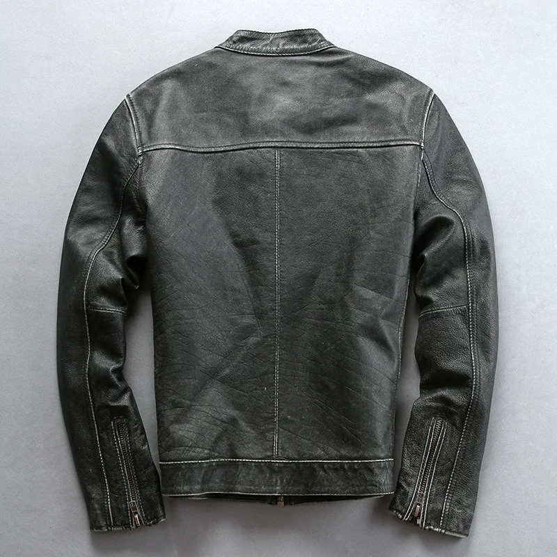 Deals 400 Read Description! Asian size Army genuine leather outerwear cow leather jacket cowhide leather rider jacket