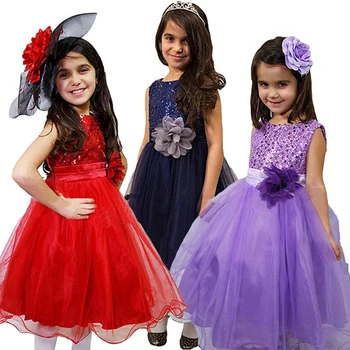 

Children's Flower Sequins Tutu Dress For 1-10Y Girls Christmas Party Princess Dresses Girl Custome Clothing Ball Gown Clothes