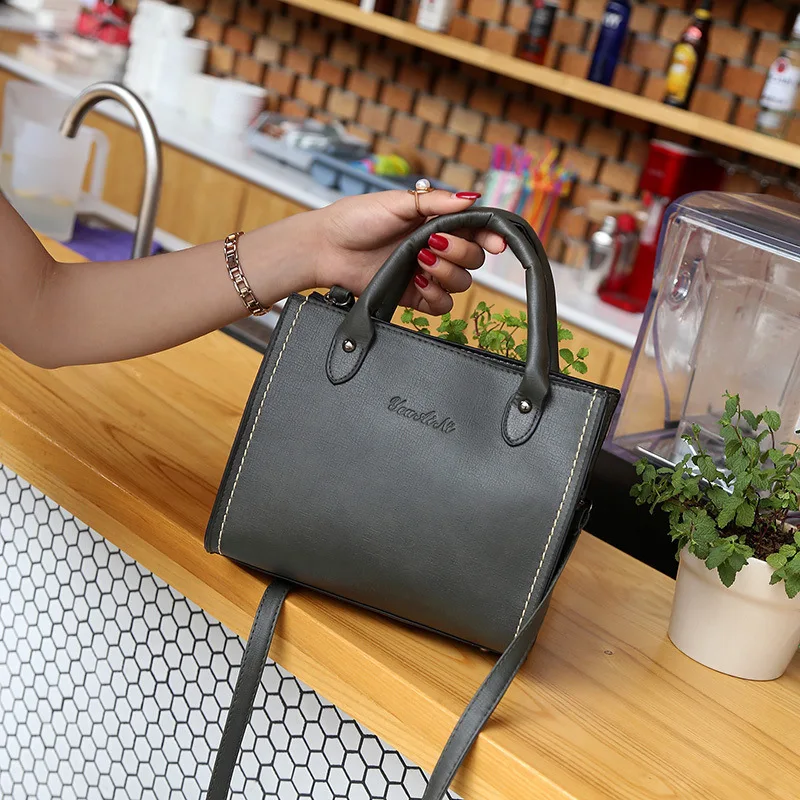 

2019 New Style Korean-style Hand Saffiano Bag Cool WOMEN'S Bag Shoulder Solid Color Fashion Bags PU Handbag