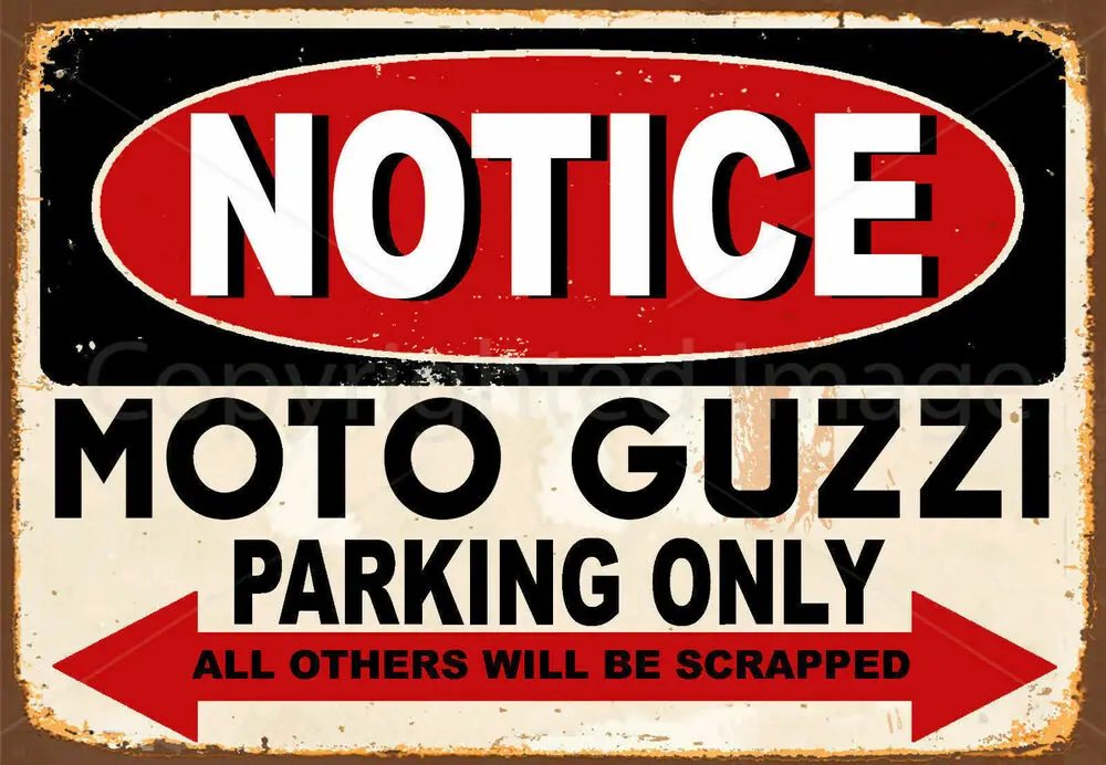 Senal De Estacionamiento De Metal, Cartel De Hojalata, Placa De Pared, Moto Guzi, Aviso