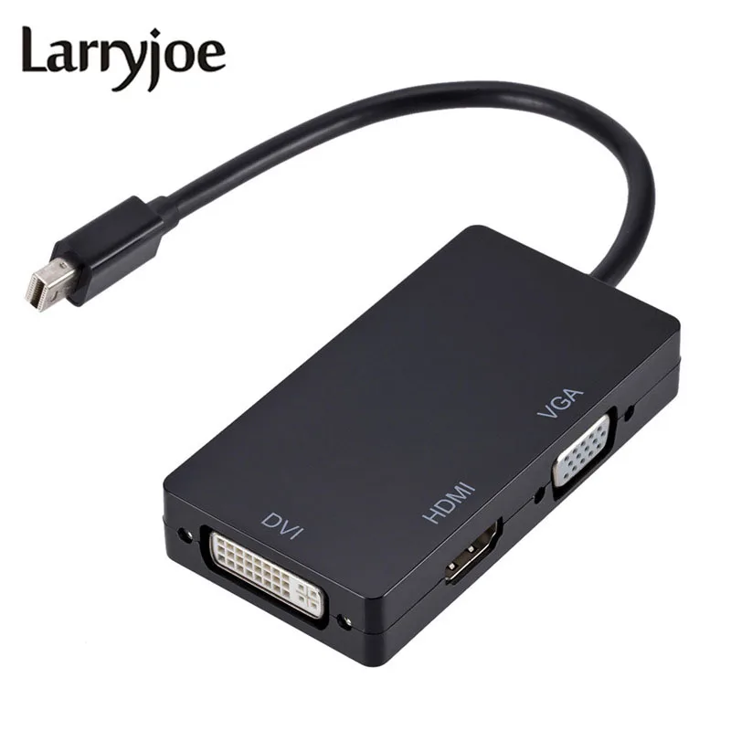 Larryjoe 3 в 1 Thunderbolt Mini display port MINI DP штекер HDMI DVI VGA Женский адаптер конвертер кабель для