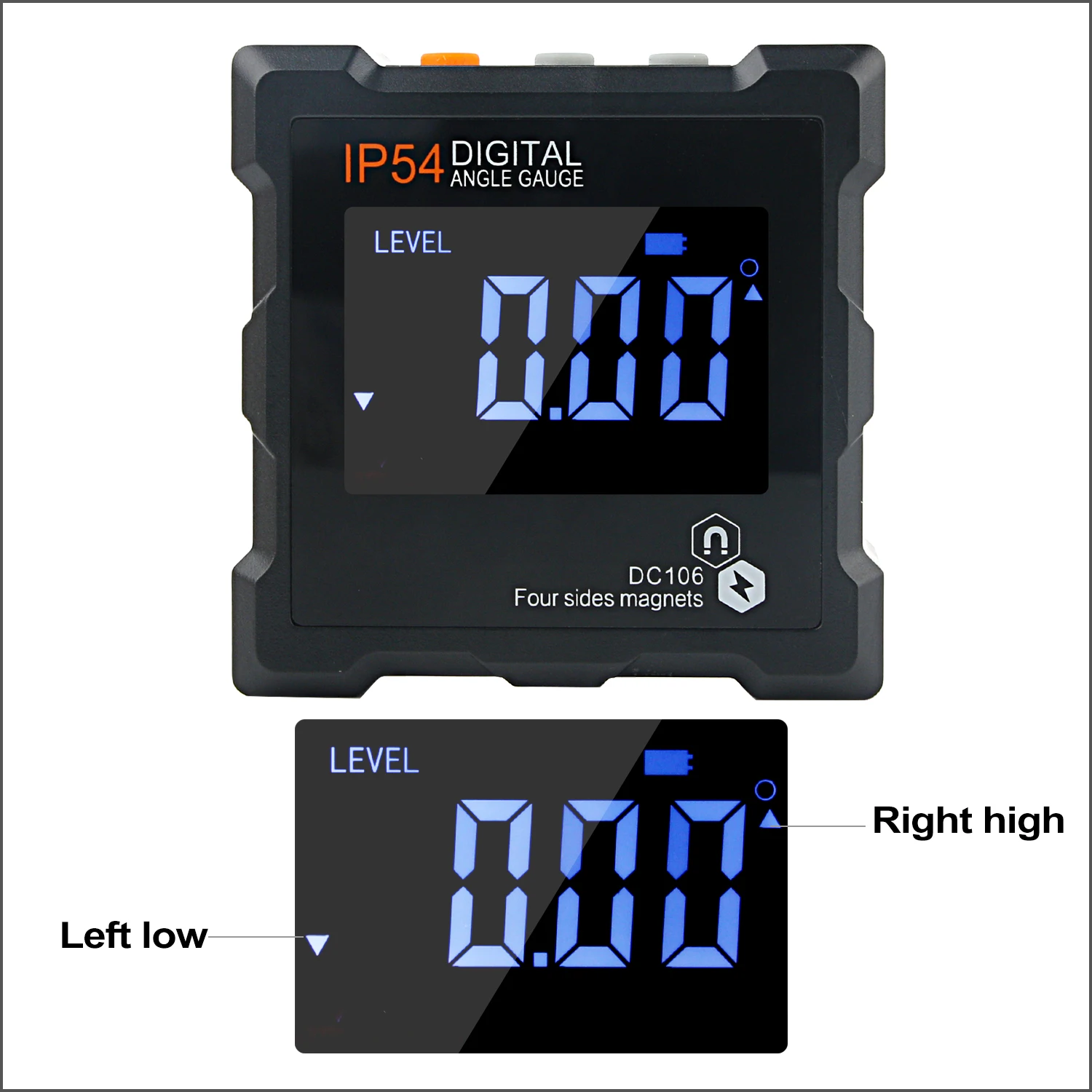 RZ Digital Level Angle Gauge 360&deg; Mini Measure Inclinometer With Four Sides Magnetic Base Electronic Universal Bevel Protractor