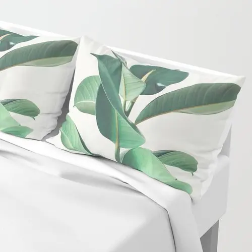 Nordic Style Double-Sided Leaves Green Plant Simple Cushion Environmental Protection Theme Waist Pillow 100% Polyester Cotton 