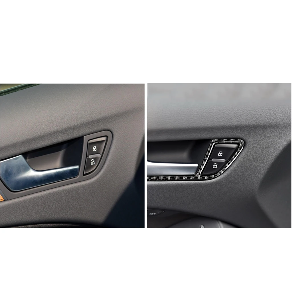 Car Stickers 4Pcs Inner Door Handle Insert Carbon Fiber Trim Cover Frame for Audi A4 A5 B8 2009-2016