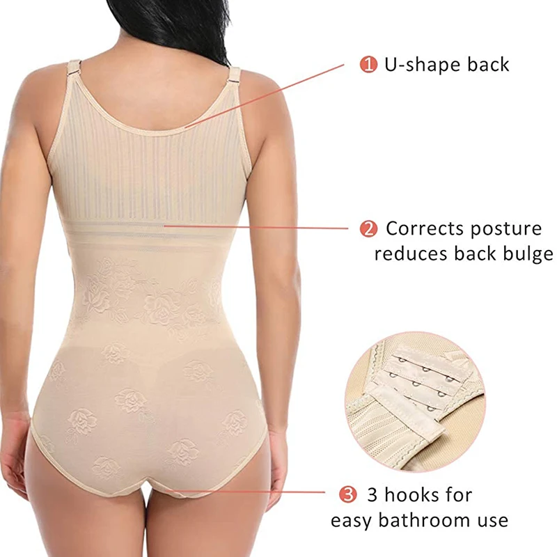 Shapewear For Women Bodysuit Tummy Control Sexy Lace Bottom Buckle