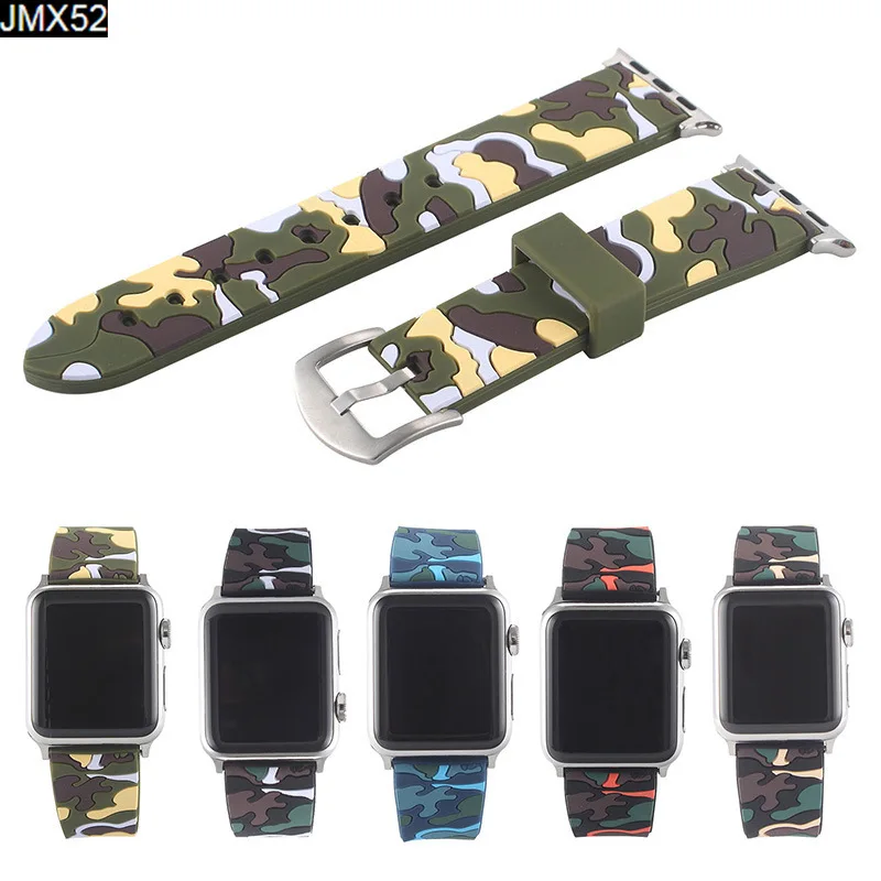 Новый Камуфляжный двухцветный ремешок для Apple Watch 5 4 40 мм 44 силиконовый iWatch 3 2 1