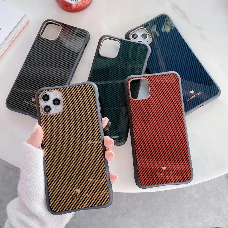 Anti-drop Striped Carbon Fiber Hard Phone Case For iphone X XR XS Max 11 Pro MAX 6 6S 7 8 plus 7Plus 8Plus + 11Pro SE 2020 Cover | Мобильные