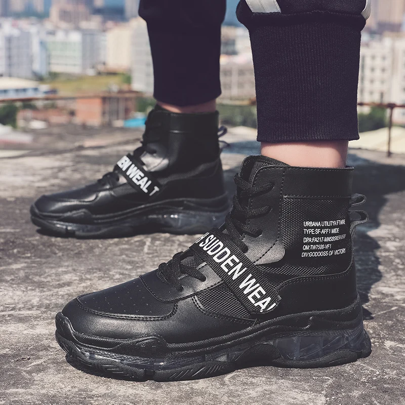 Мужские кроссовки легкие кроссовки с высоким берцем дышащие Спортивные кроссовки беговые кроссовки для ходьбы легкая спортивная обувь для скейтбординга Zapatillas - Цвет: Черный