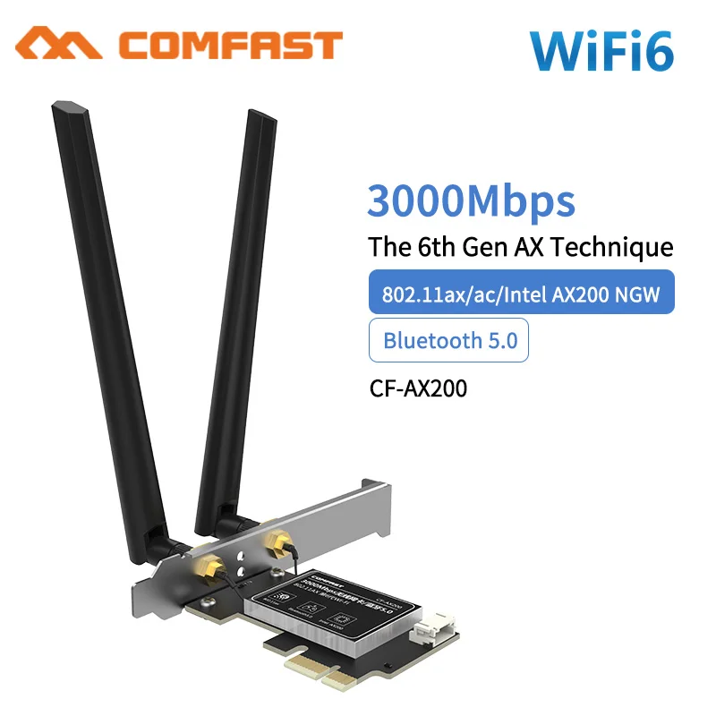 Беспроводной двухдиапазонный WiFi 3000 Мбит/с 6 Intel AX200 NGFF M.2 PCIE Bluetooth 5 1 Wifi сетевая