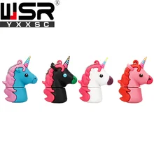 Милый мультяшный Единорог Usb2.0 флеш-накопитель 32 Гб 64 Гб 128 ГБ Милая лошадь usb ключ 4 ГБ 8 ГБ 16 ГБ сладкий маленький свежий цвет радуги лучший подарок