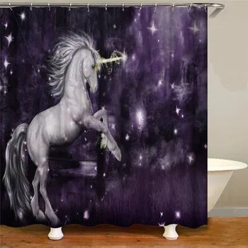 

Cartoon horse fabric bathroom shower curtain waterproof curtain household shower curtain for home decoration