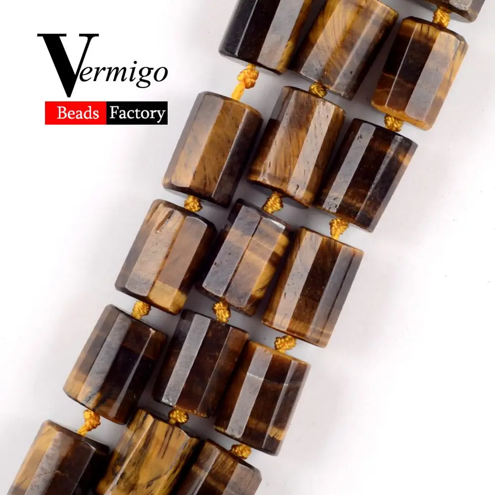 11x15 мм натуральные граненые желтые бусины с тигровым глазом Cylinde shape Gem Spacer