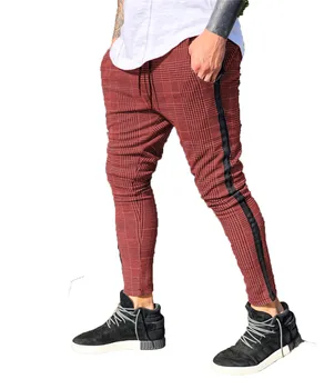 

Fashion High Waist Men Long Pants Spring Autumn Men Slim Fit Wave Plaid Trousers Female Casual Jogger Casual Harem Pants Pocket