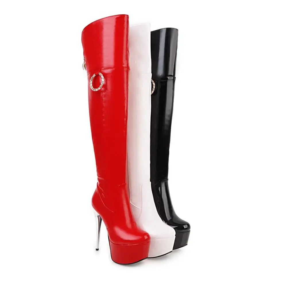 Alionashoo Patent Leather Sexy Thigh High Boots Winter Women Over the Knee Boots Plus Size Shoes Women's Platform Boots Women 48
