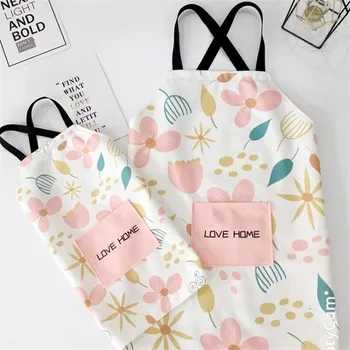 

Simple Printing Parenting Apron Linen Washing Kitchen Baking Pinafore Kid Draw Antifouling Bib Kindergarten Student Aprons