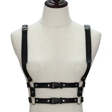 PU Leather Harness Belt Punk Goth Adjustable Chest Suspenders Buckle Belt Top